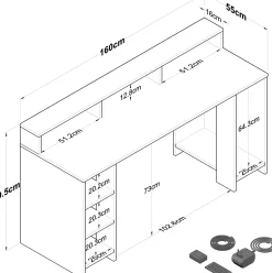 HA122 - 3000 Schreibtisch | 100 % MELAMIN | Walnuss, Anthrazit