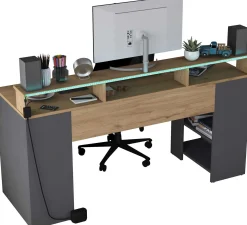 HA122 - 3000 Schreibtisch | 100 % MELAMIN | Walnuss, Anthrazit