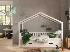 Hausbett Dallas 2 90x200 mit Bettkasten - weiß