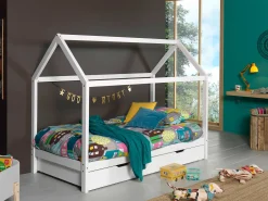 Hausbett Dallas 1 90x200 mit Bettkasten - weiß