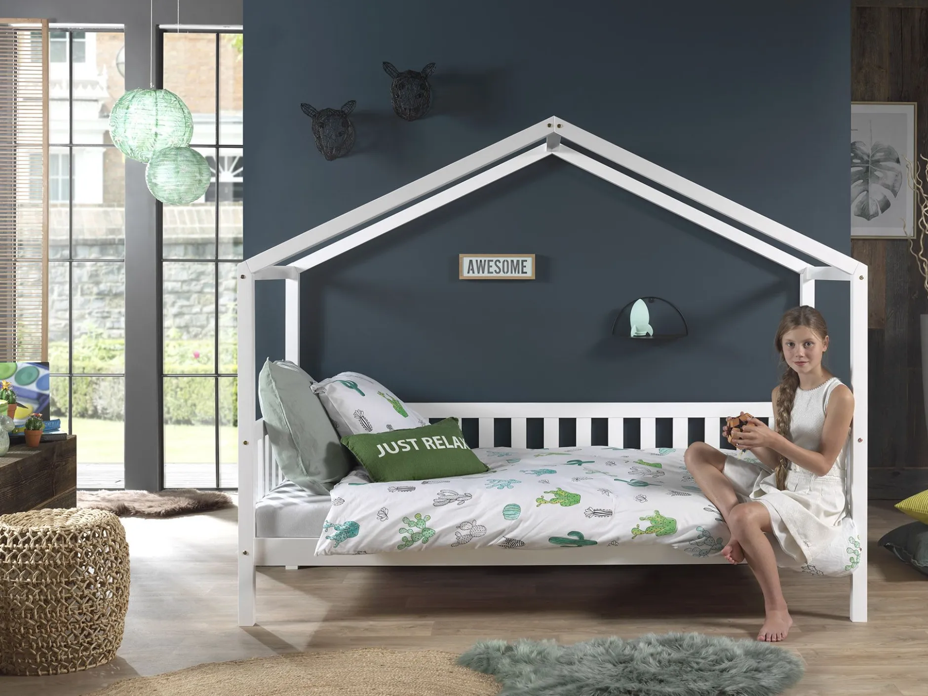 Hausbett Dallas 2 90x200 - weiß