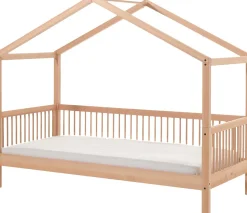 Hausbett Forrest 90x200cm mit Rollbett - Buche Massivholz