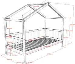 Hausbett Forrest 90x200cm mit Rollbett - Buche Massivholz