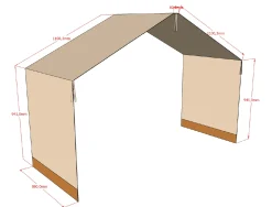 Hausbett Forrest 90x200 mit Rollbett, herunterklappbarem Schutzgitter und Bettzelt - Buche/Rosa