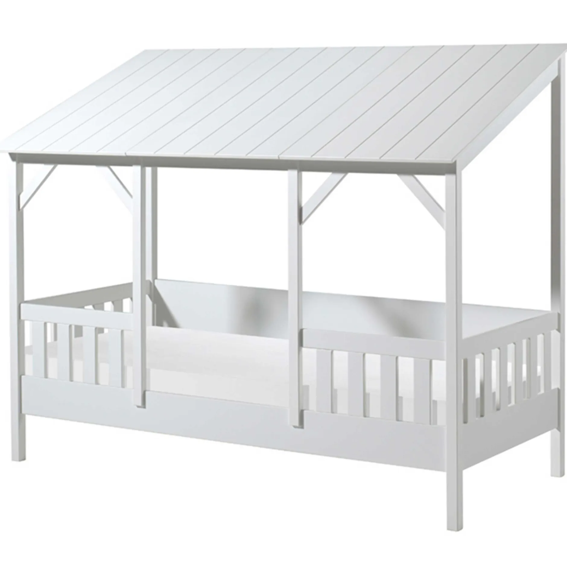 Hausbett Malia 90x200 mit Bettkasten - weißes Dach