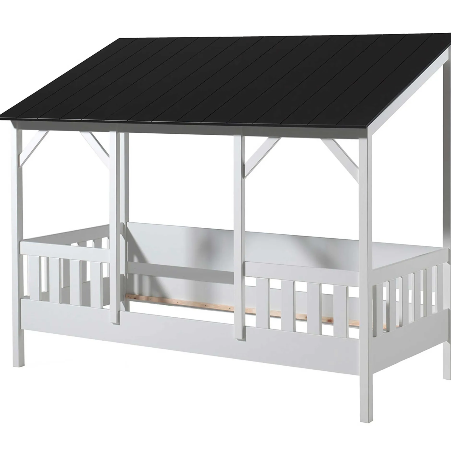 Hausbett Malia 90x200 mit Bettkasten - schwarzes Dach