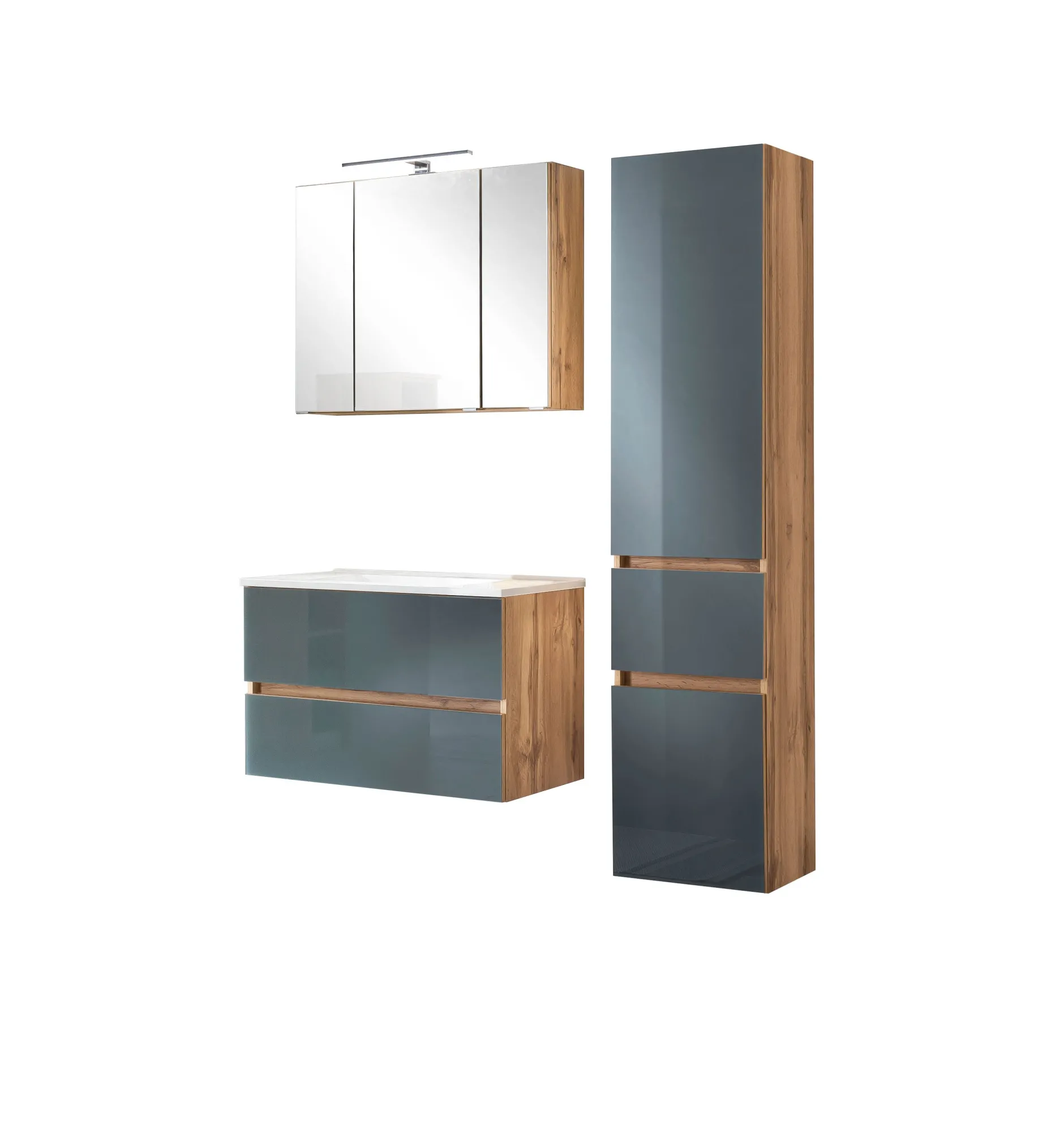 Helina 3 dreiteiliger Badezimmerschrank - Eiche/Grau
