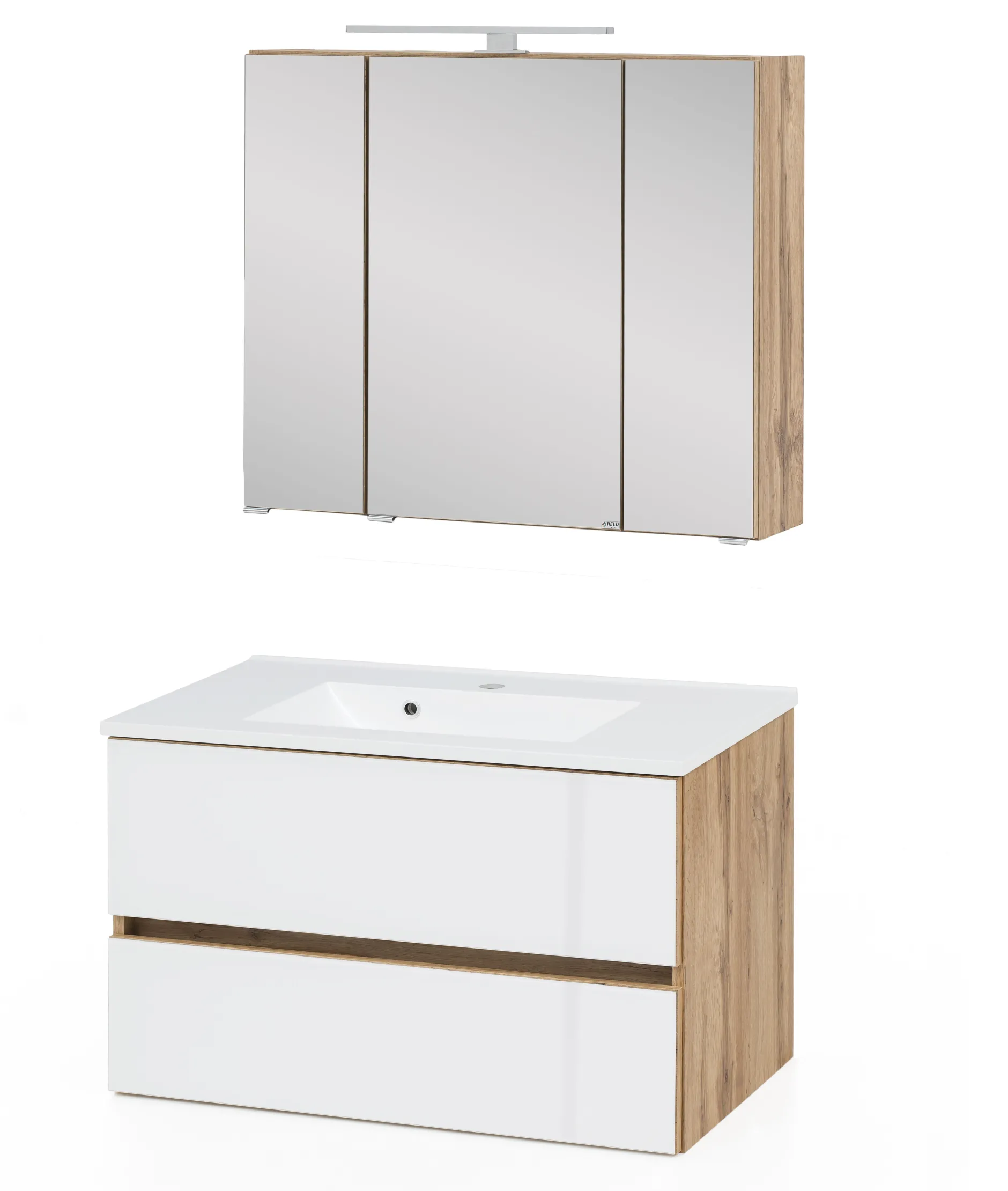 Helina 1 2-teiliger Badezimmerschrank - Eiche/Weiß