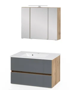 Helina 1 2-teiliger Badezimmerschrank - Eiche/Grau
