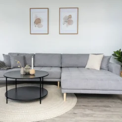 Hellgraues Lido Lounge Sofa mit Naturholzfüßen