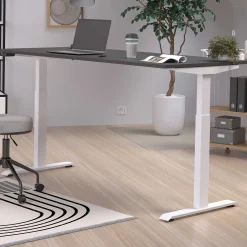 Hermoso Sitz-Steh-Tisch | 180 x 80 x 72-120 cm | Elektrisch verstellbar | Schwarz-weißes Design