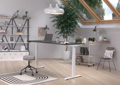 Hermoso Sitz-Steh-Tisch | 180 x 80 x 72-120 cm | Elektrisch verstellbar | Schwarz-weißes Design