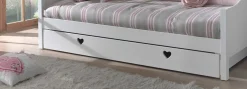 Himmelbett Amori 90x200cm mit Bettkasten und Voile - weiß