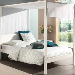 Himmelbett Charlotte 140x200 mit Voile - weiß