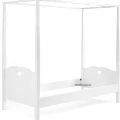 Himmelbett 90x200 cm und Nachttisch Amori-Weiß