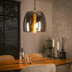 Hängeleuchte Drift - Ø35x150cm - graues Rauchglas