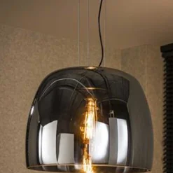 Hängeleuchte Drift - Ø48x150cm - graues Rauchglas