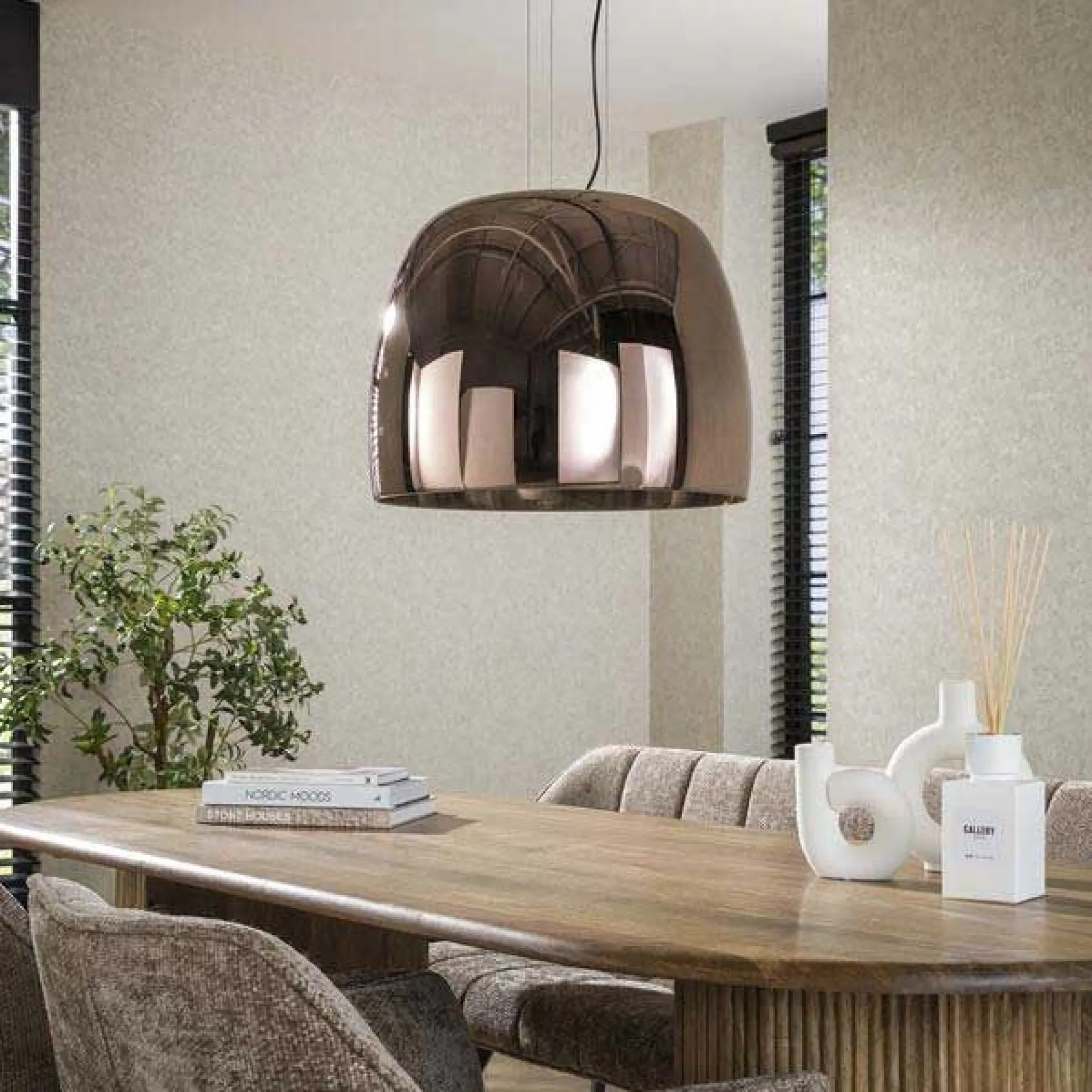Hängeleuchte Drift - Ø48x150cm - kupferfarbenes Glas