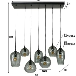 Hängeleuchte Jairo 7 Lichtquellen - Rauchglas