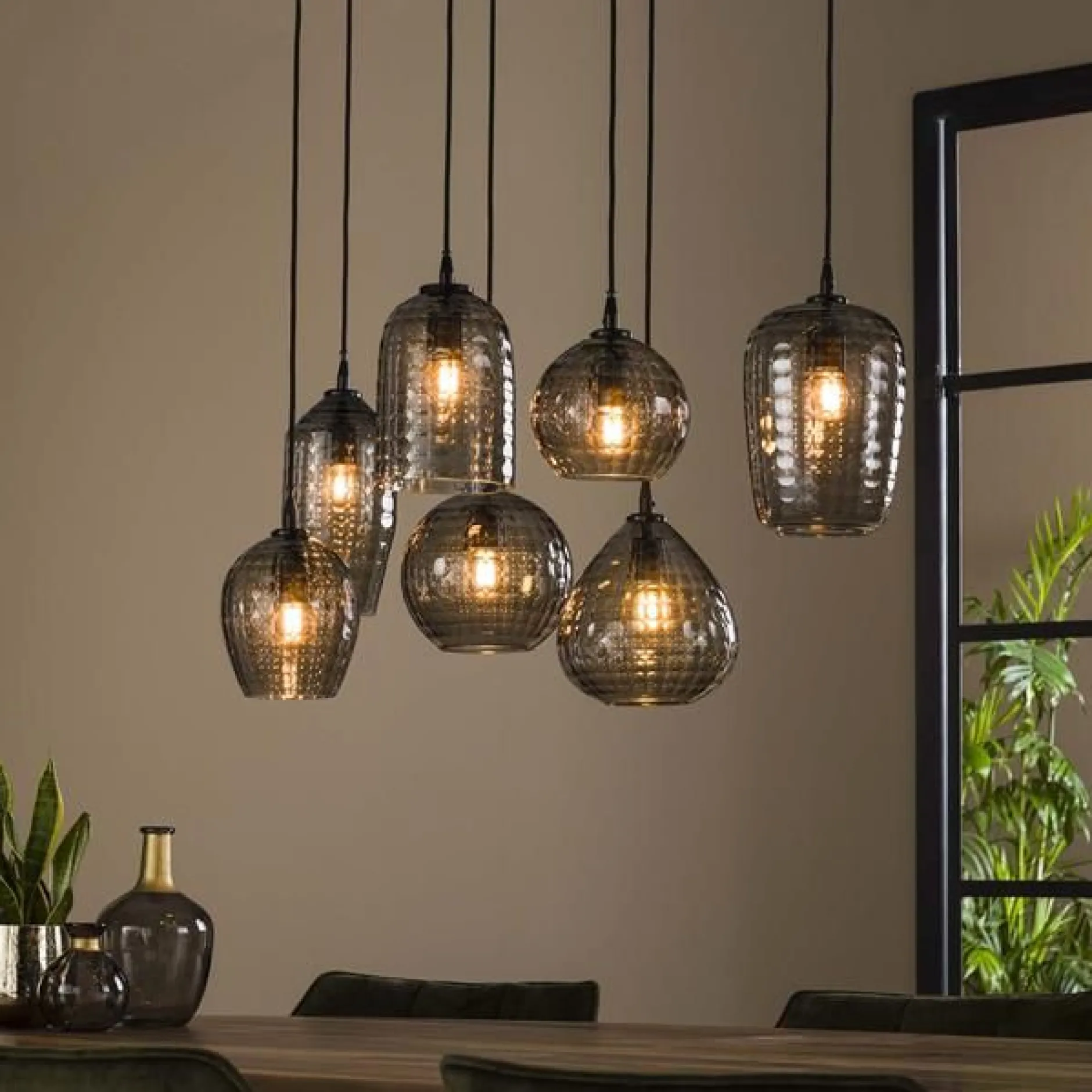 Hängeleuchte Jairo 7 Lichtquellen - Rauchglas