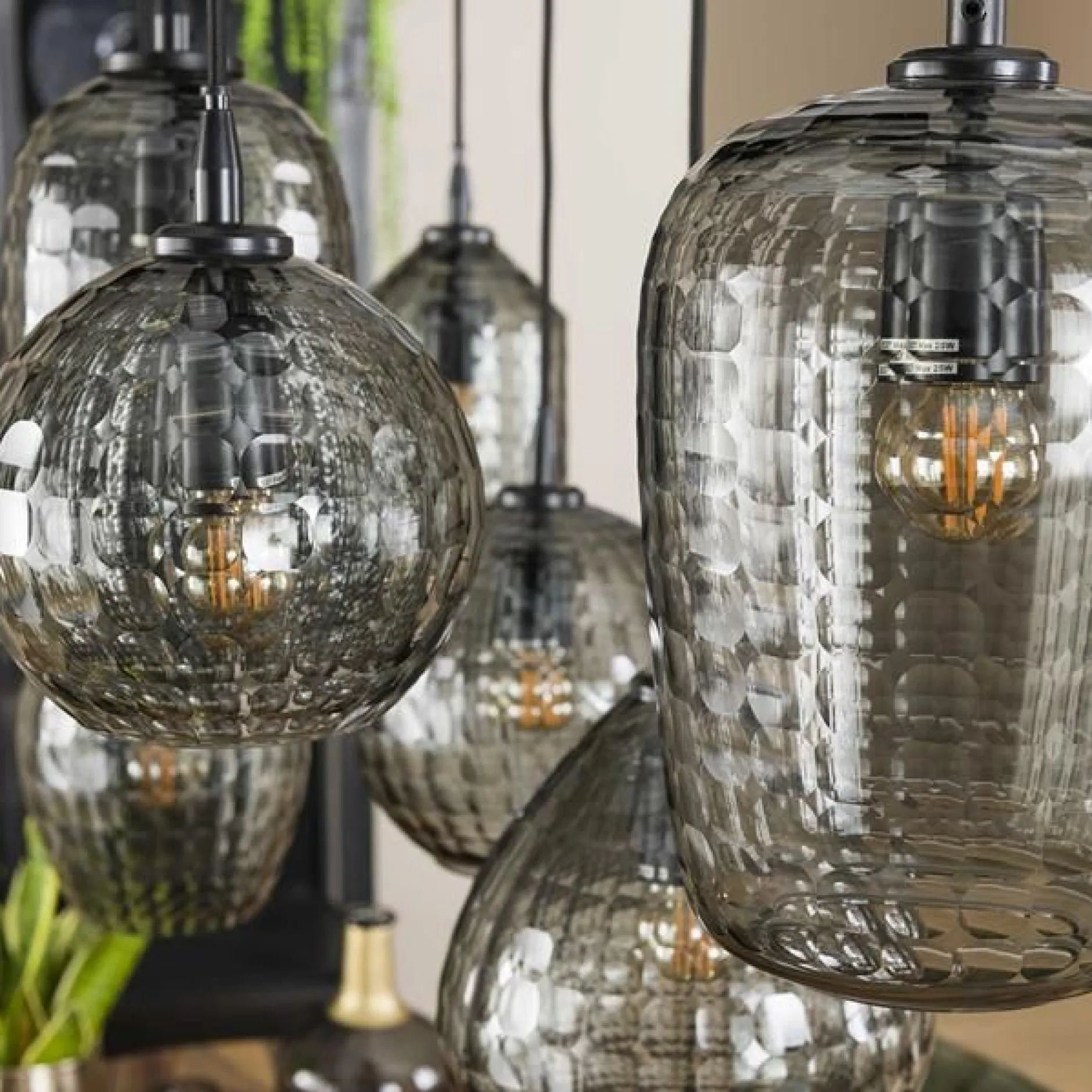 Hängeleuchte Jairo 7 Lichtquellen - Rauchglas