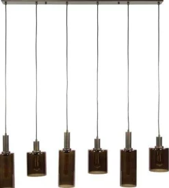 Hängeleuchte Sepiora - 118x14x150cm - 6 Lampen - braunes Glas