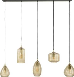 Hängeleuchte Stripe - 126x20x150cm - fünf Lampen - Fumé-Glas