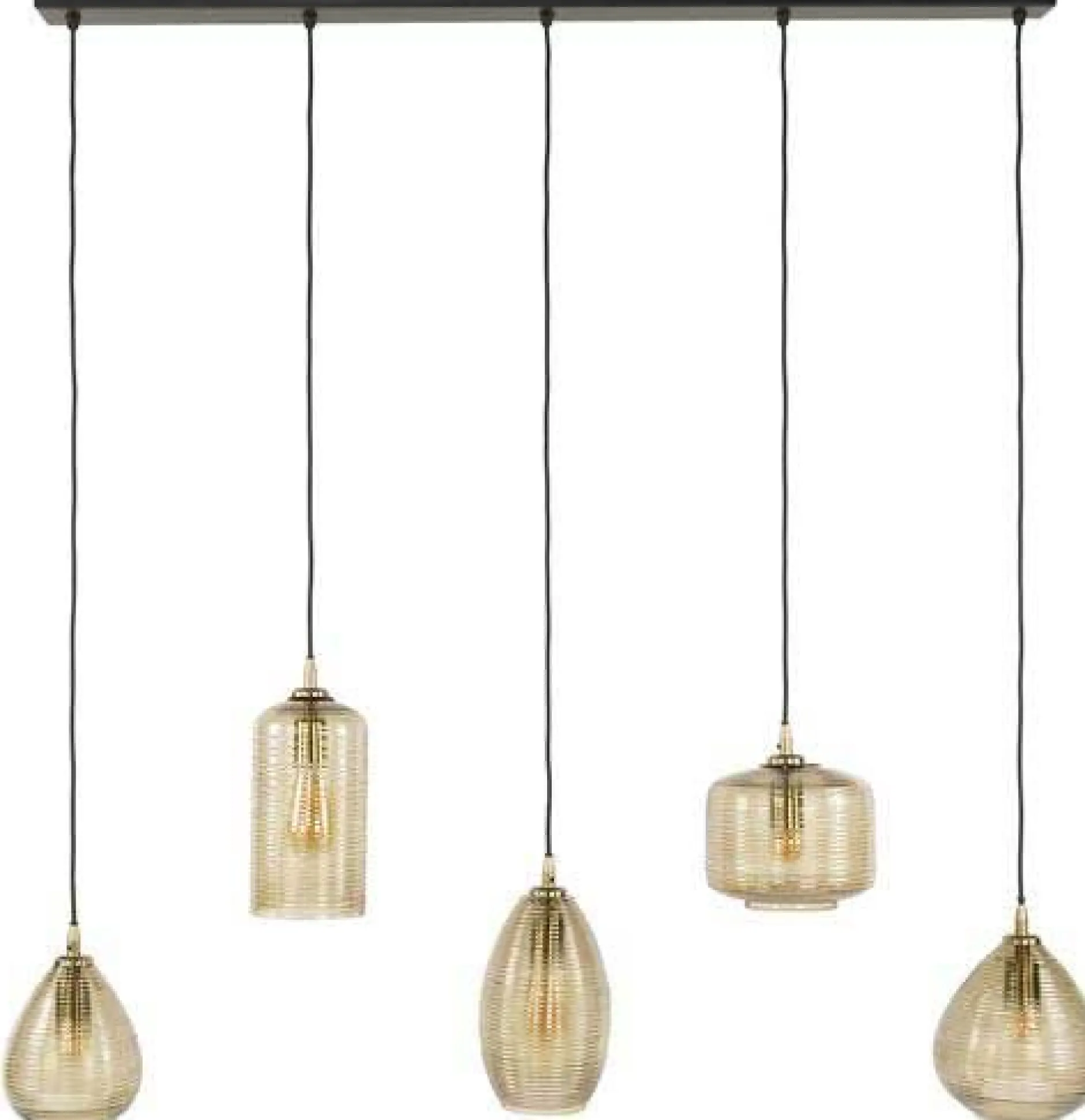 Hängeleuchte Stripe - 126x20x150cm - fünf Lampen - Fumé-Glas