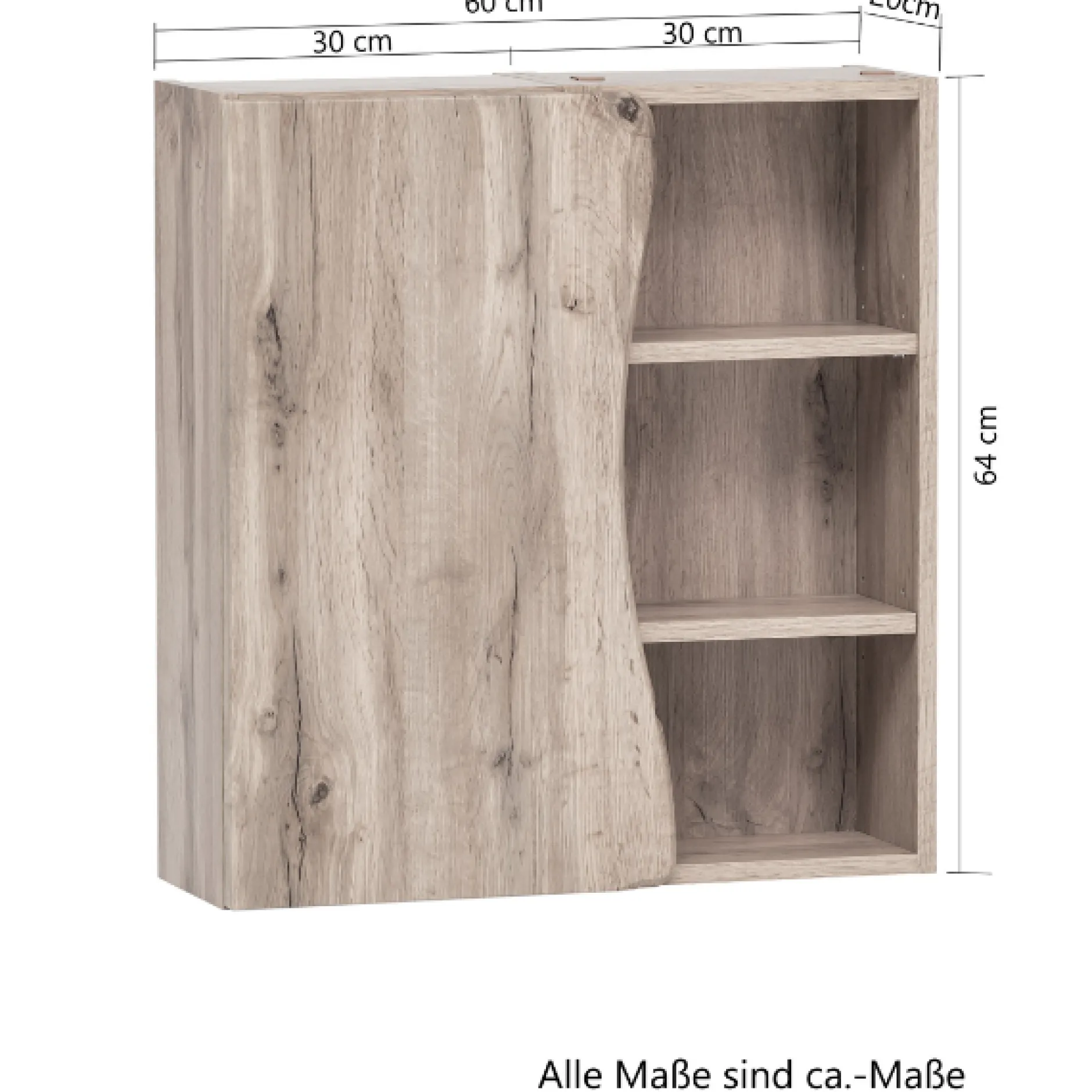 Hängeschrank Karan 60cm 1 Tür - Eiche/anthrazit