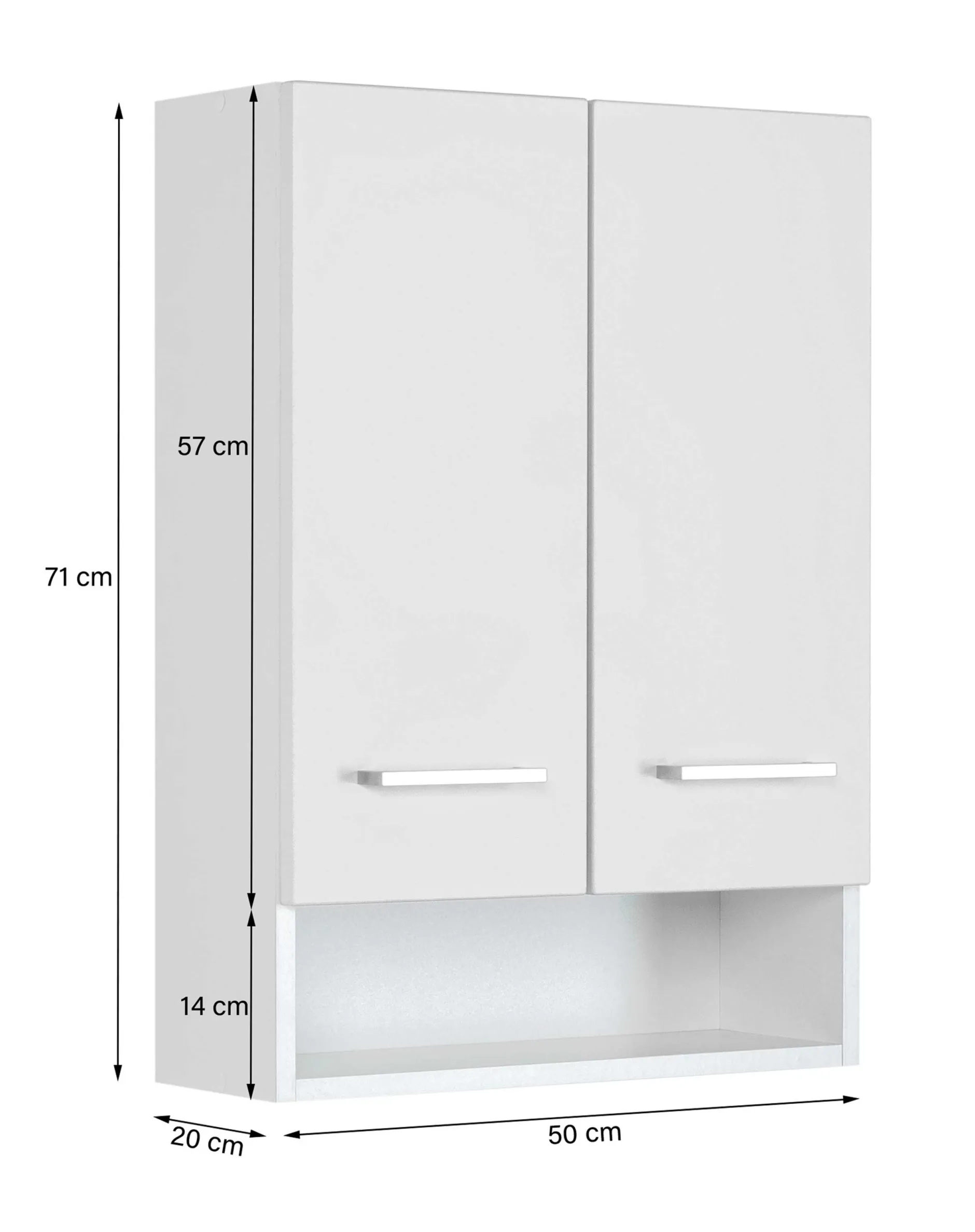 Hängeschrank Ricca 50cm 2 Türen - weiß/hellgrau