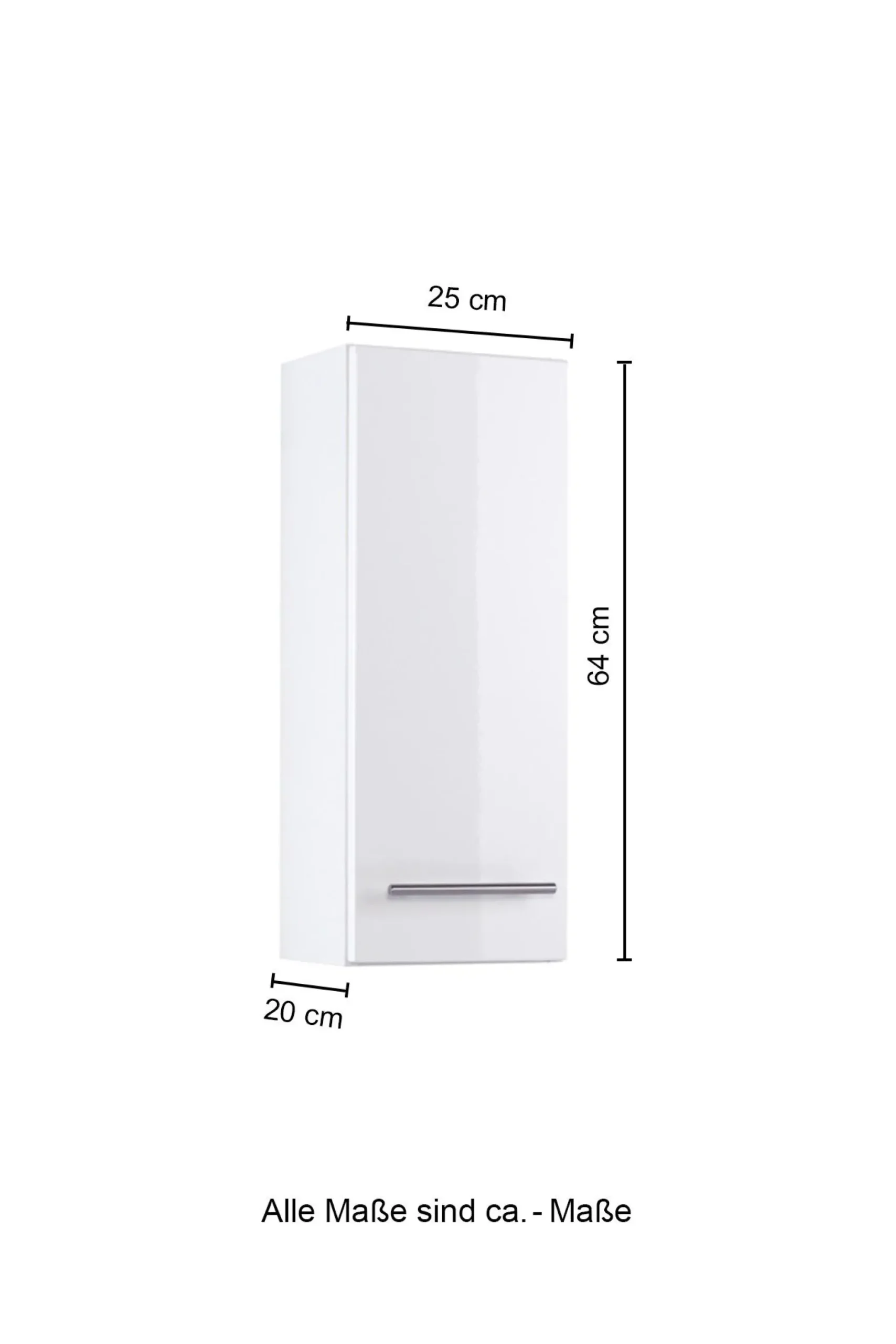 Hängeschrank Small 25cm 1 Tür - Hochglanz weiß