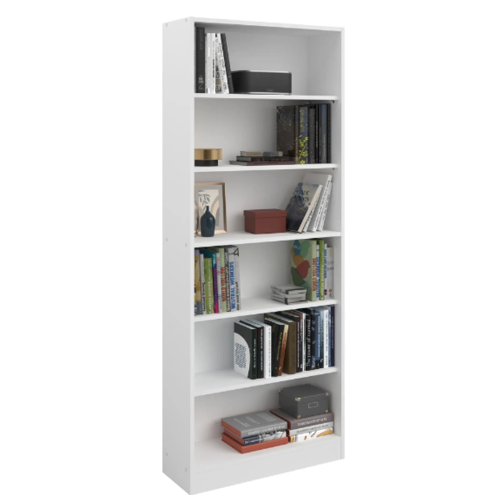 Hobby-Bücherregal 198 cm-5 Fachböden-weiß