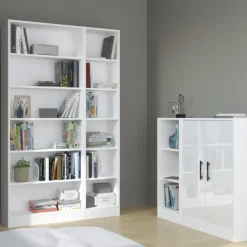 Hobby-Bücherregal 198 cm-5 Fachböden-weiß
