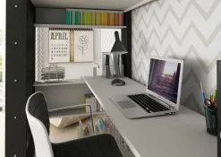 Hochbett Beau 90x200 mit Schreibtisch - weiß/graphit