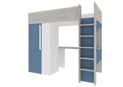 Hochbett Beau 90x200 mit Schreibtisch und Kleiderschrank - dunkelblau
