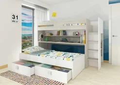 Hochbett Billy mit Schreibtisch - weiß