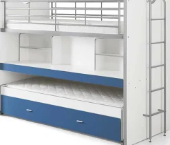 Hochbett Bonny 80 mit Schreibtisch und Bettkasten - blau