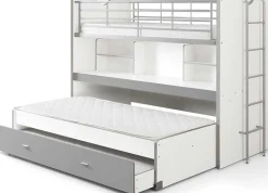 Hochbett Bonny 80 mit Schreibtisch und Bettkasten - silber