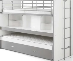 Hochbett Bonny 80 mit Schreibtisch und Bettkasten - silber
