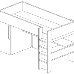 Hochbett Bo9 90x200 cm mit Schreibtisch & Kleiderschrank - weiß