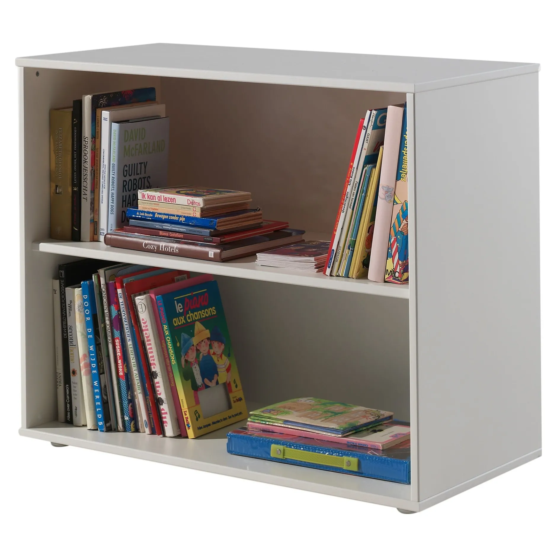 Hochbett Claire 140x200cm mit Bücherregal und Schlafsofa - weiß