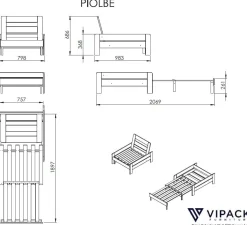 Hochbett Claire 140x200 mit Schlafsofa und Kommode - weiß
