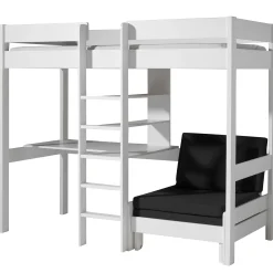 Hochbett Lena mit Schreibtisch und Sofabett - weiß