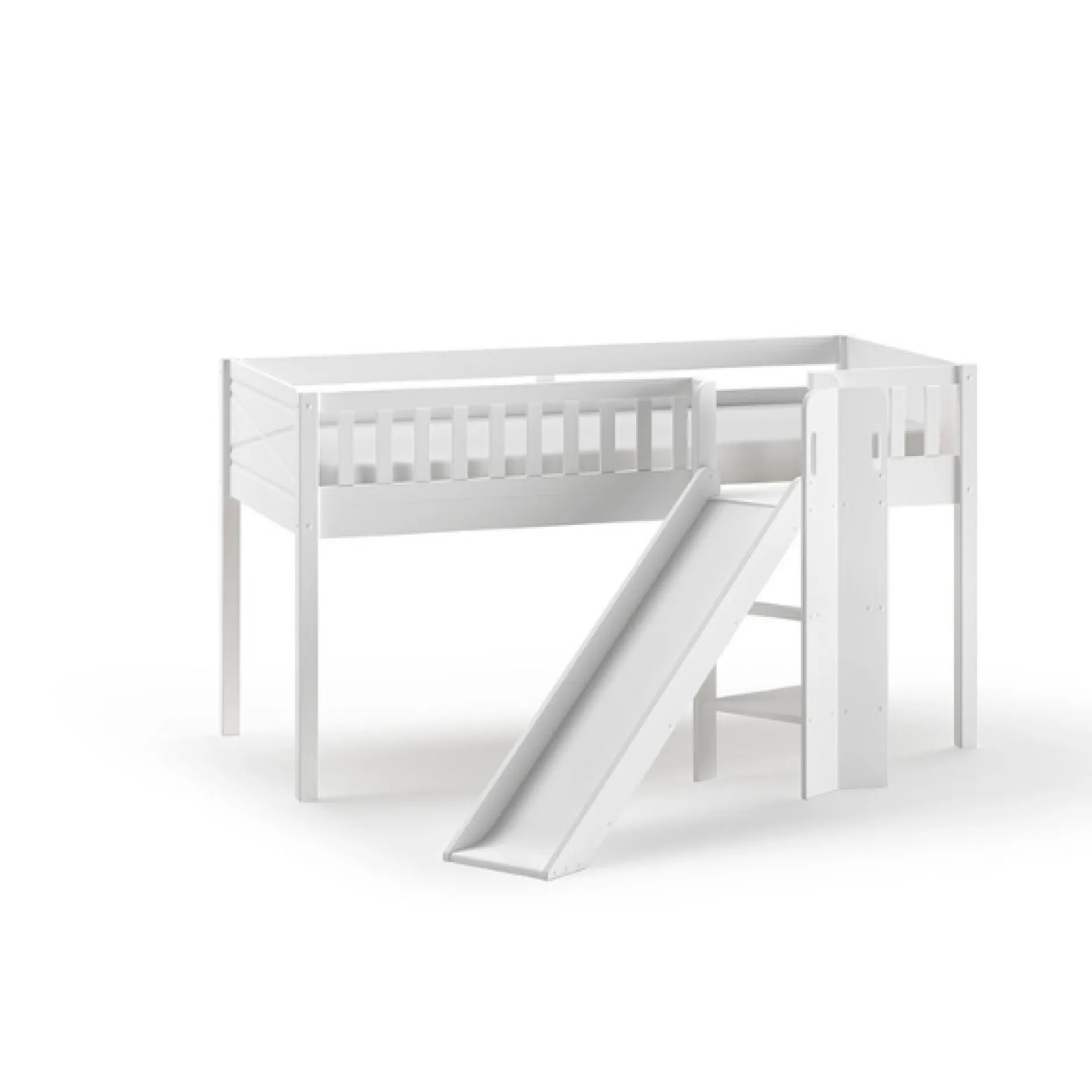 Hochbett mit Rutsche Scott - 208x204x114 cm - Feuerwehrmann/weiß