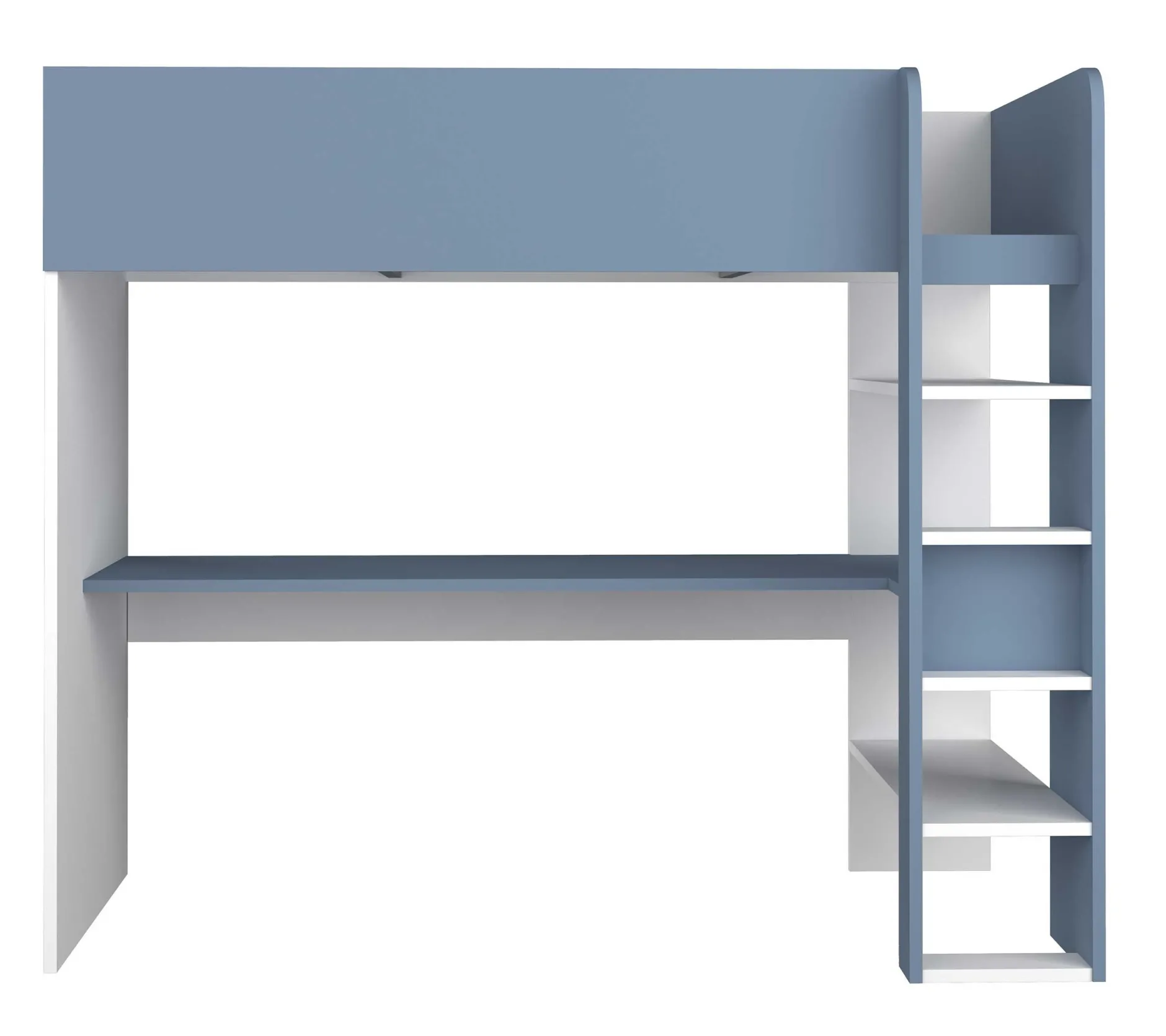 Hochbett mit Schreibtisch Jet 90x200cm - blau