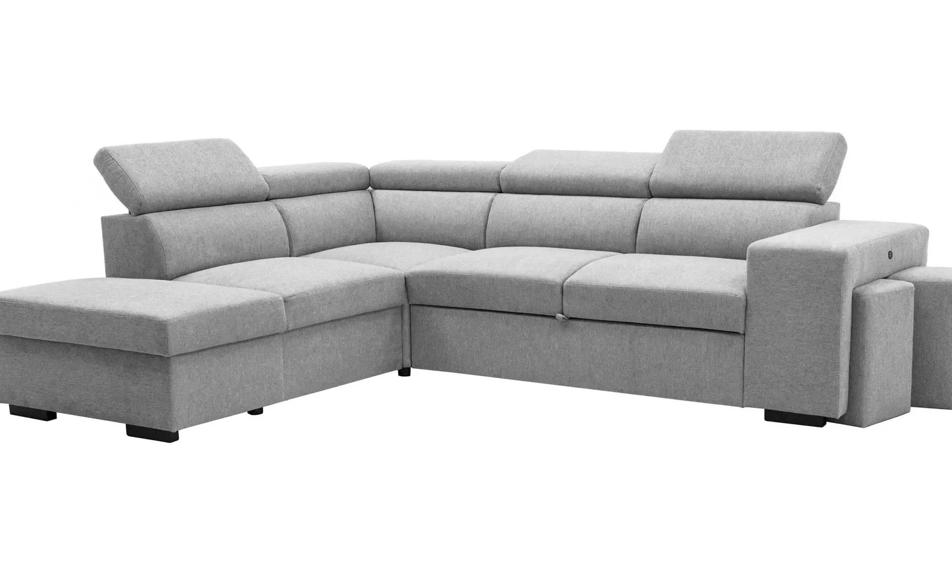 Holmes Ecksofa links - Armlehnen verstellbar - grau