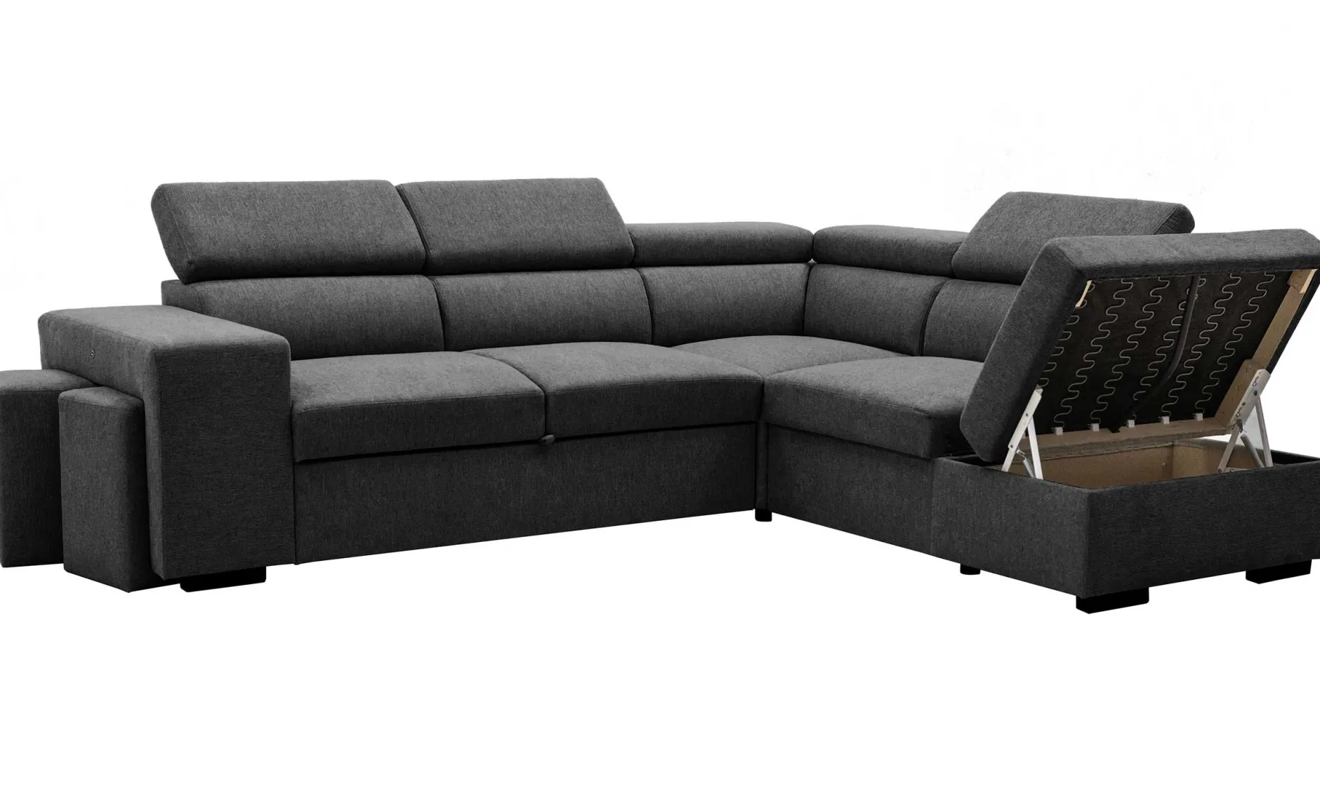 Holmes Ecksofa rechts - Armlehnen verstellbar - anthrazit