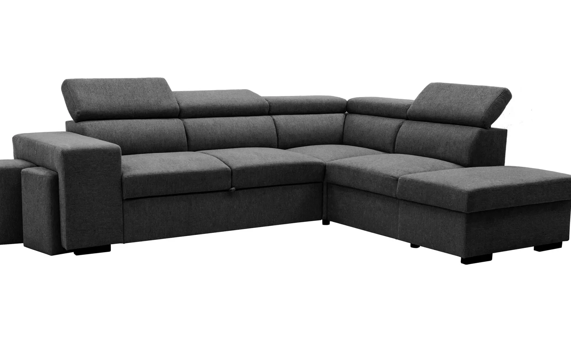 Holmes Ecksofa rechts - Armlehnen verstellbar - anthrazit