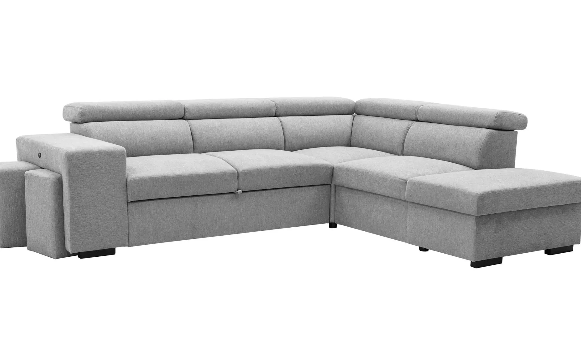 Holmes Ecksofa rechts - Armlehnen verstellbar - grau