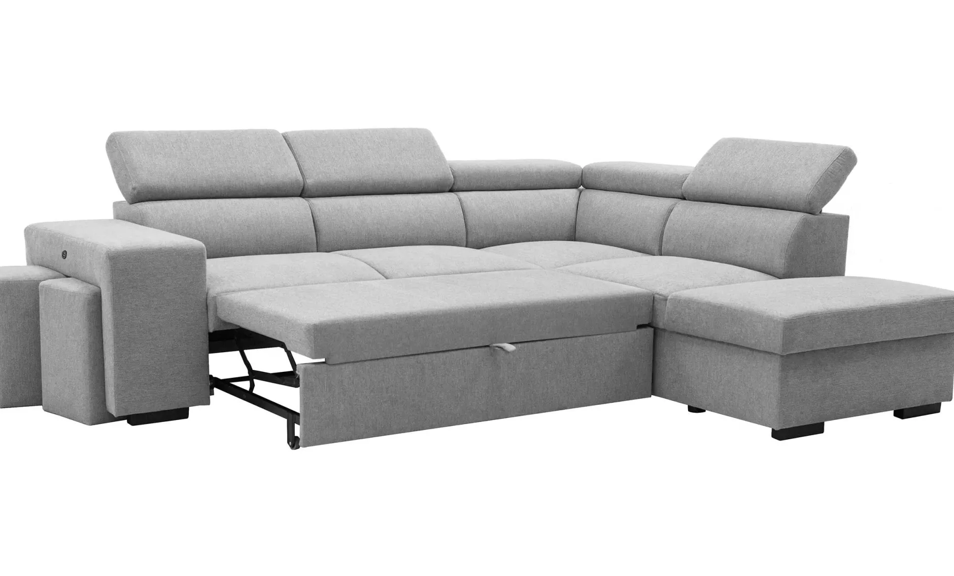 Holmes Ecksofa rechts - Armlehnen verstellbar - grau
